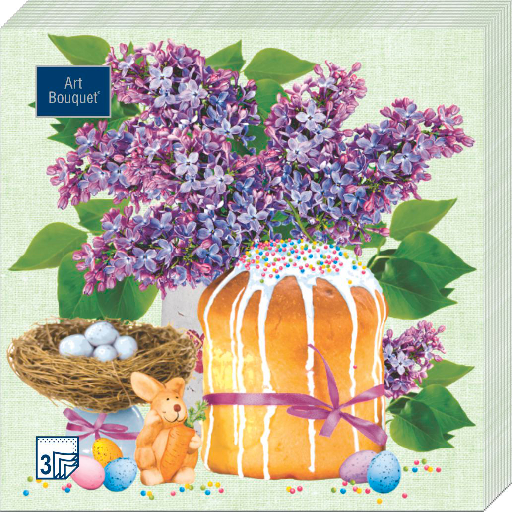 Салфетки Art bouquet бумажные пасхальный кулич 33х33 3сл 20л кулич ашан пасхальный майский премиум 150 г