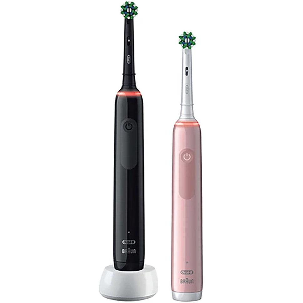 цена Электрическая зубная щетка Braun Oral-B 3900 Duo D505.533.3H розовый, черный