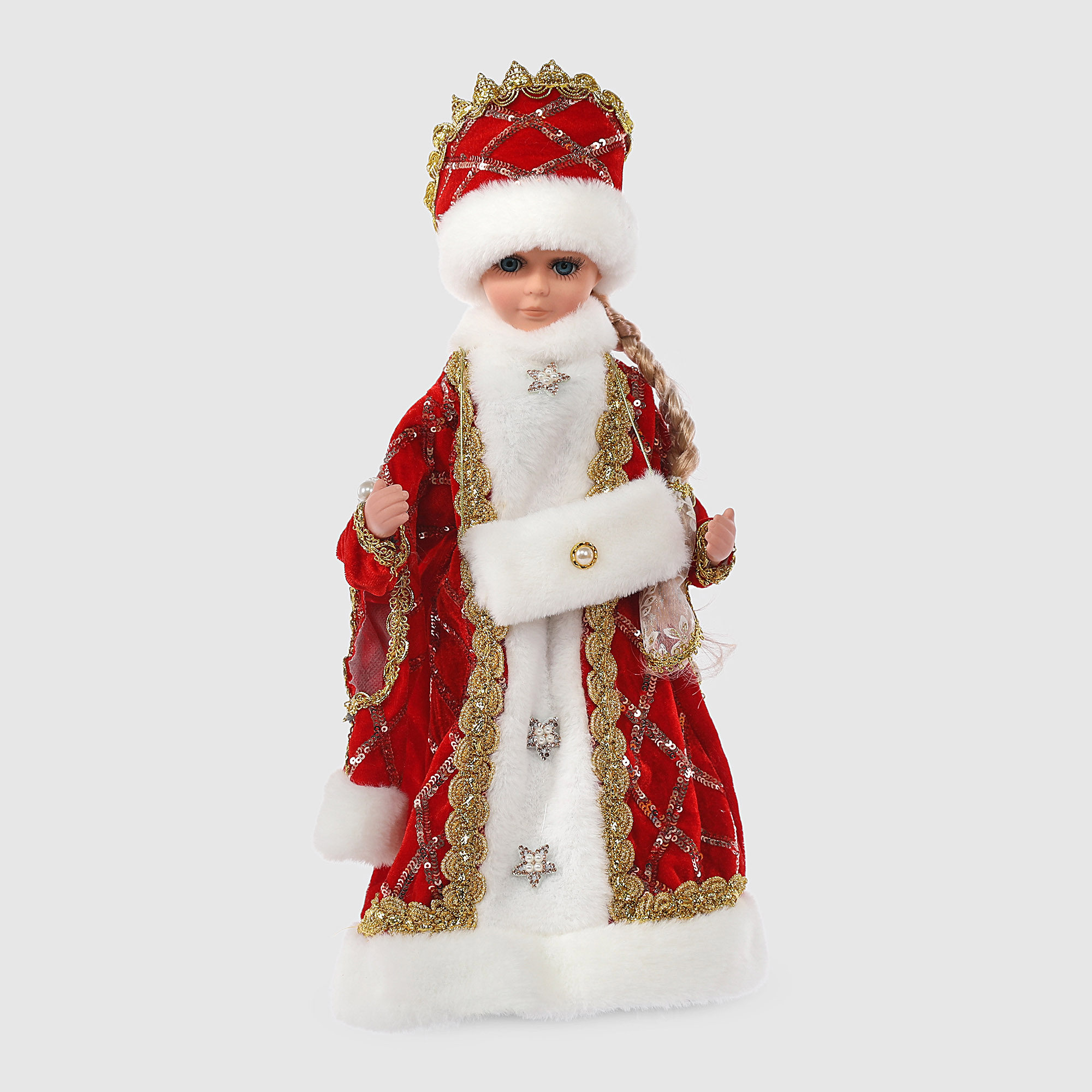 Фигура с мелодией Sote Toys Снегурочка в красной шубе 40 см