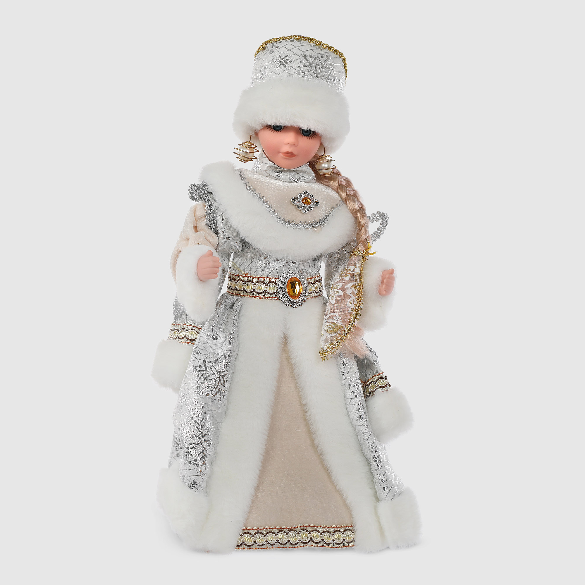 Фигура с мелодией Sote Toys Снегурочка в белой шубе 40 см