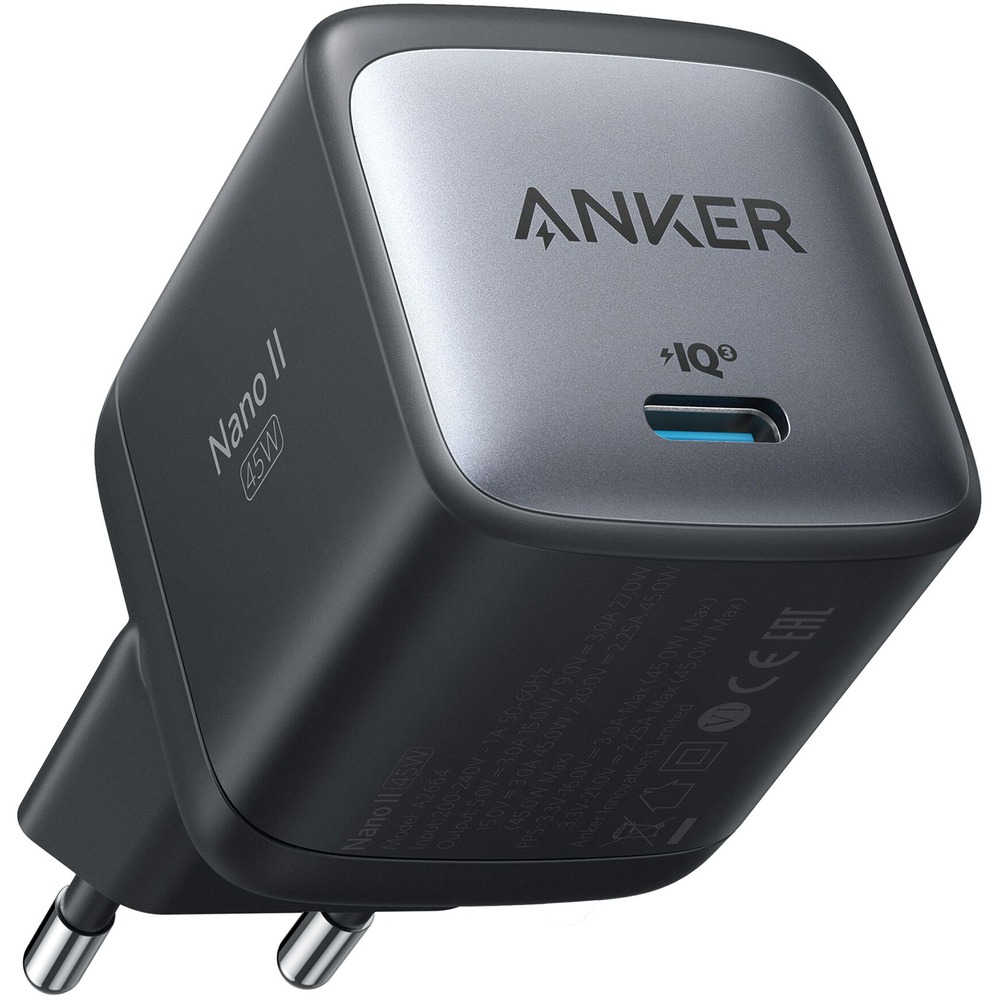 зарядное устройство anker powerport nano ii gan 65w a2663g11 bk Сетевое зарядное устройство Anker PowerPort Nano II 45W черный