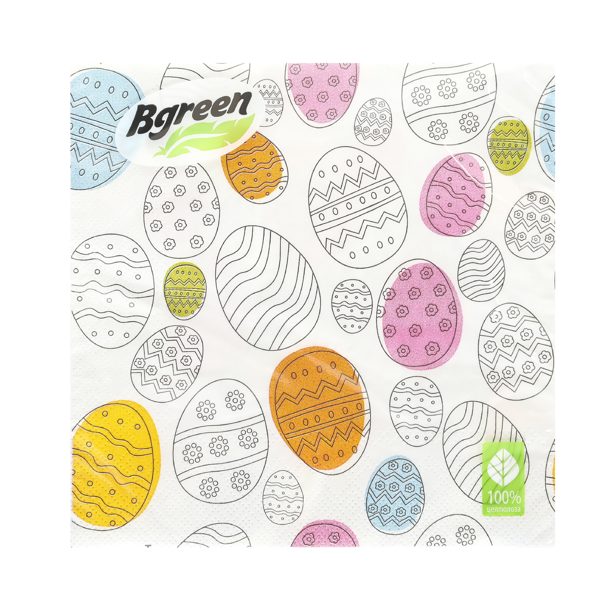 Салфетки бумажные Bulgaree green Пасхальные яйца 3-х слойные 33х33 см 20 штук - фото 1
