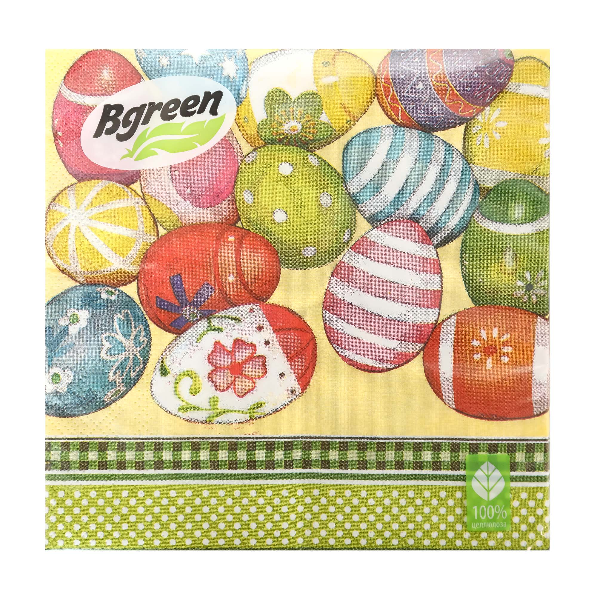 Салфетки бумажные Bulgaree green Разукрашенные яйца 3-х слойные 33х33 см 20 штук - фото 1