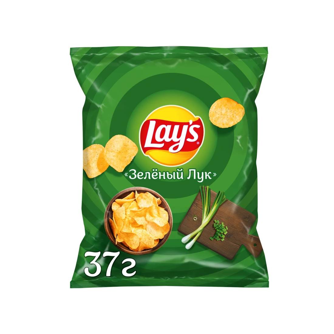 Чипсы Lays Со вкусом молодого зеленого лука 37 г чипсы lays рифленые со вкусом ароматные колбаски гриль 125 г