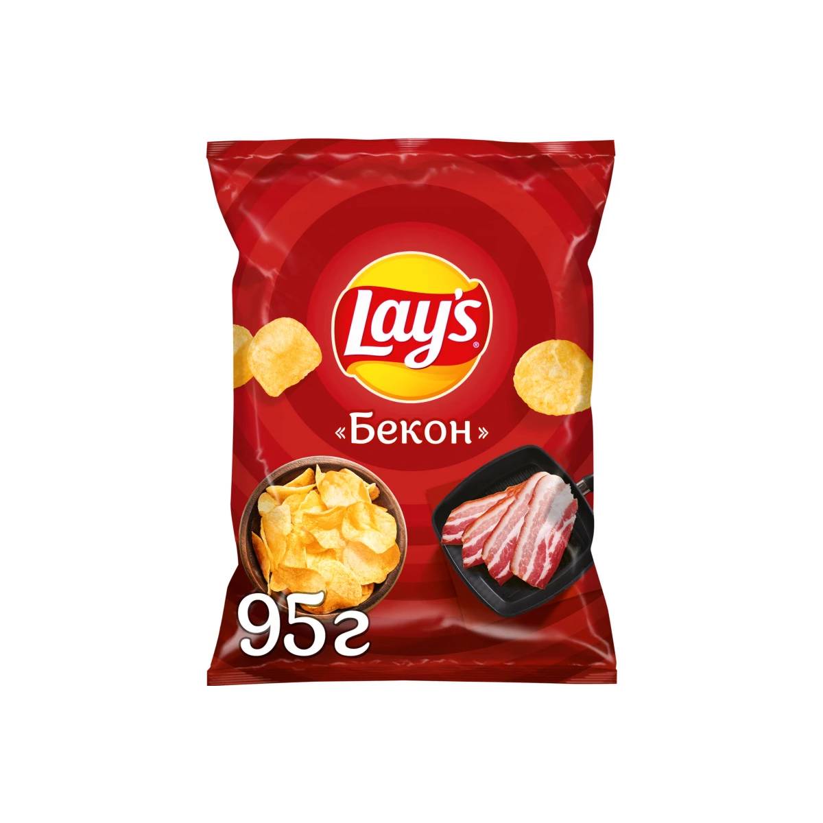 Чипсы Lays Бекон 95 г чипсы московский картофель в ломтиках со вкусом сыра 70 гр