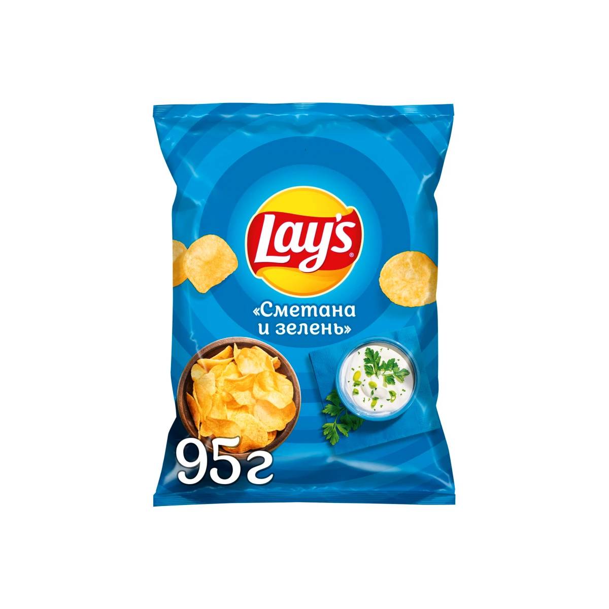 Чипсы Lays Сметана и зелень 95 г чипсы картофельные lays сметана и зелень 225 г
