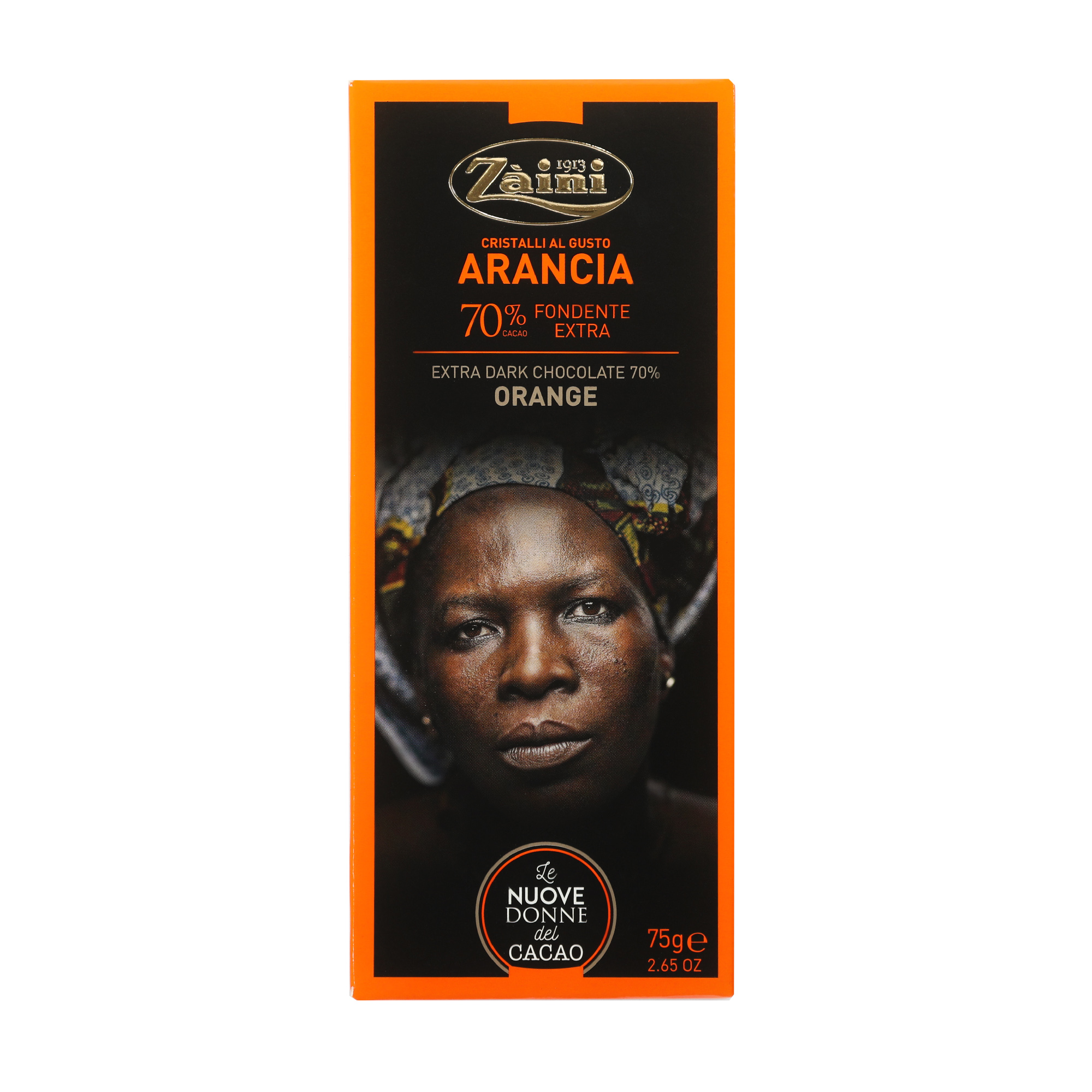 Шоколад темный 70% Zaini Women of cocoa с апельсином, 75 г