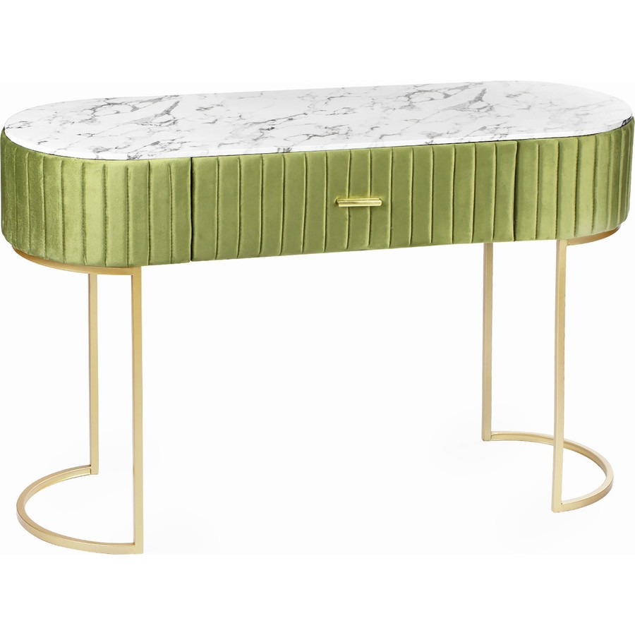 Консоль Glasar зелёная с белым мрамором 120х42х76 см стол консоль мебелик телфорд дуб сонома белый п0005129