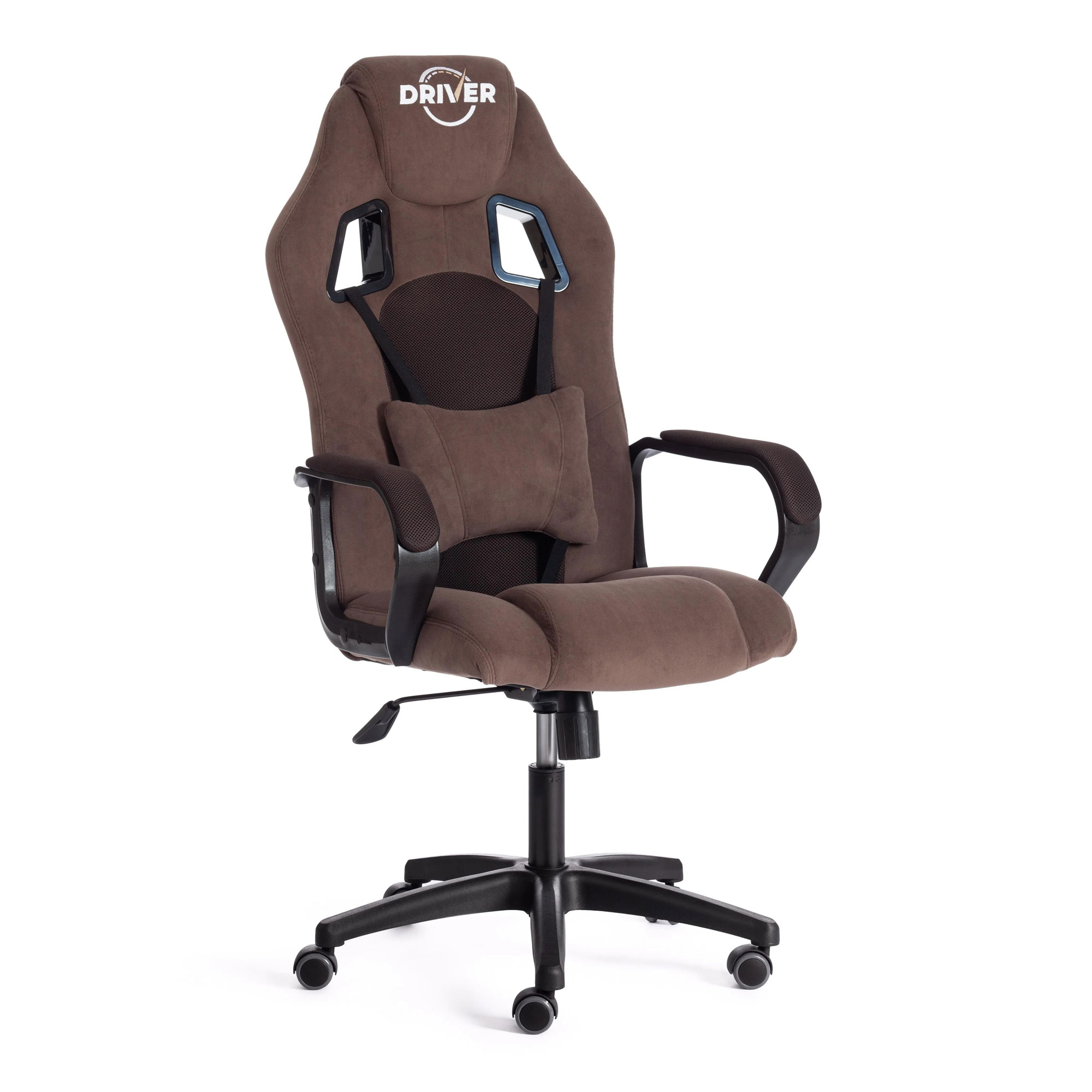 кресло для геймеров zombie driver чёрный с голубым Кресло компьютерное TC Driver флок коричневое 55х49х126 см