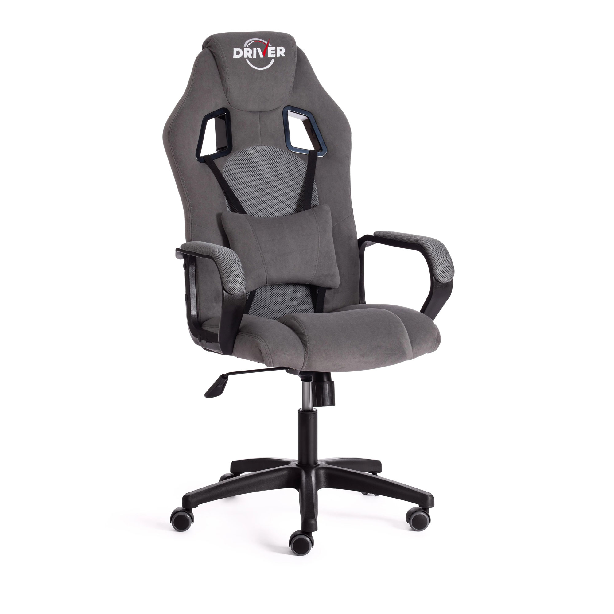 кресло для геймеров zombie driver чёрный с голубым Кресло компьютерное TC Driver флок серое 55х49х126 см