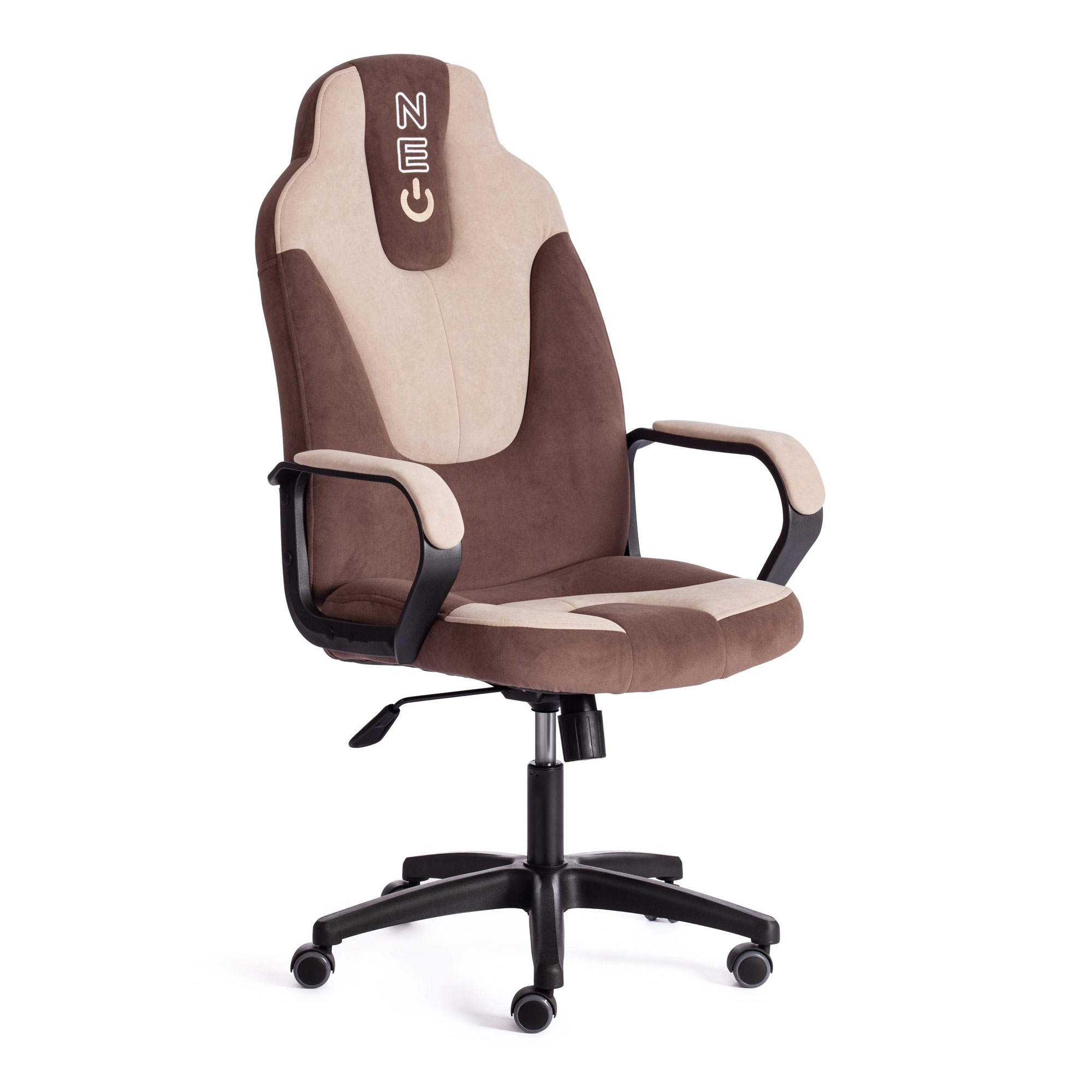 Кресло компьютерное TC Neo флок коричневое с бежевым 64х49х122 см
