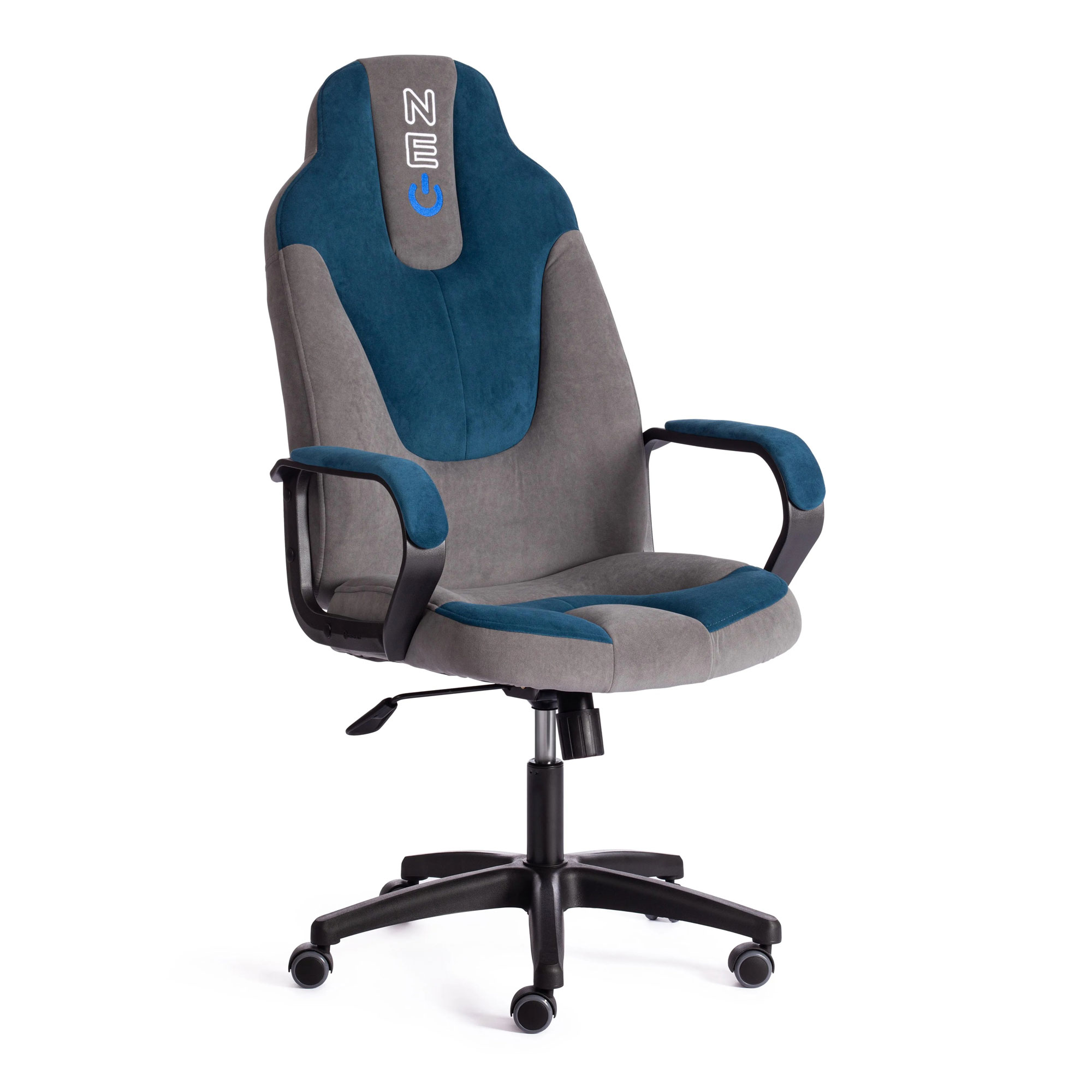 Кресло компьютерное TC Neo флок серое с синим 64х46х122 см кресло компьютерное tc серый 132х65х50 см серое