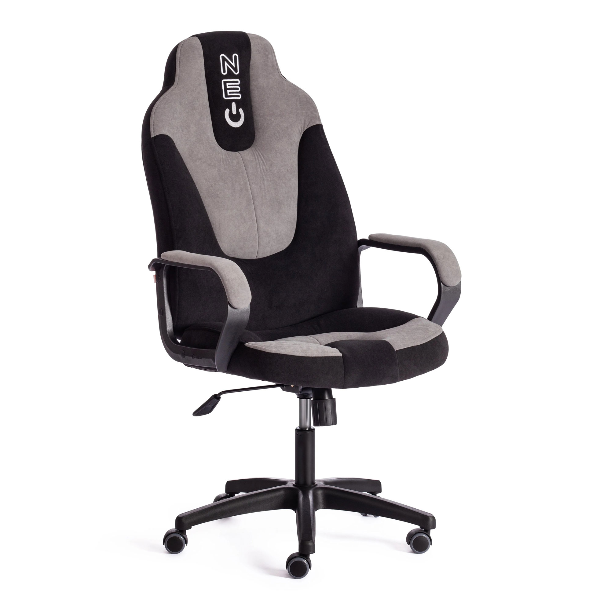 Кресло компьютерное TC Neo флок чёрное с серым 64х49х122 см