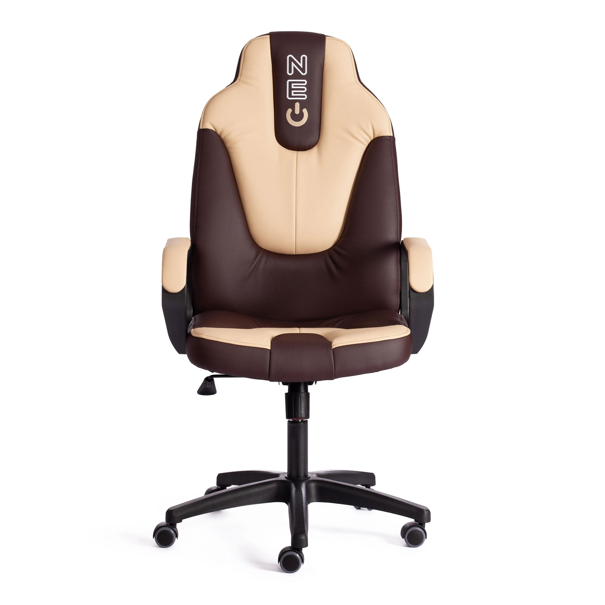 Кресло компьютерное TC Neo искусственная кожа коричневое с бежевым 64х49х122 см, цвет чёрный - фото 2