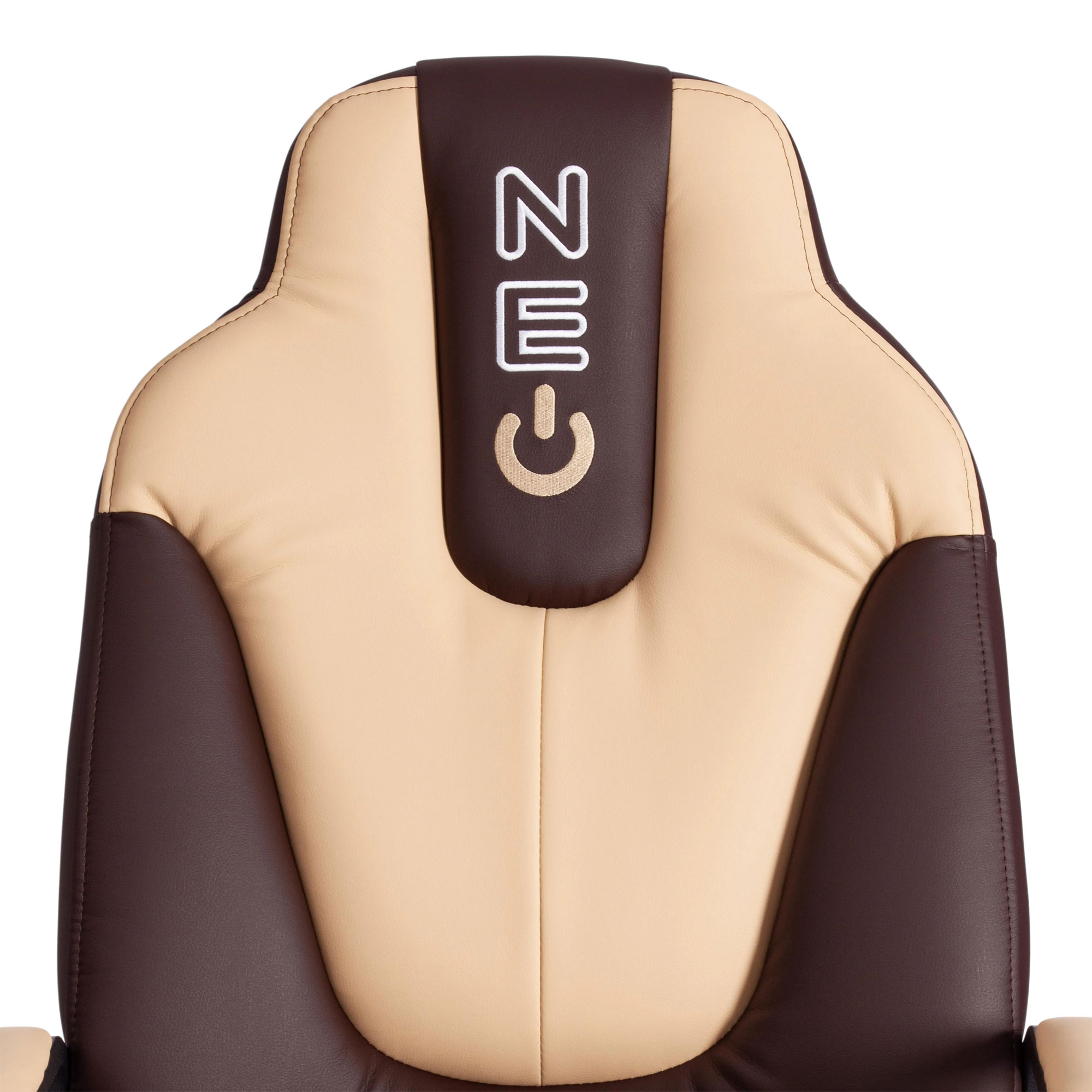 Кресло компьютерное TC Neo искусственная кожа коричневое с бежевым 64х49х122 см, цвет чёрный - фото 6