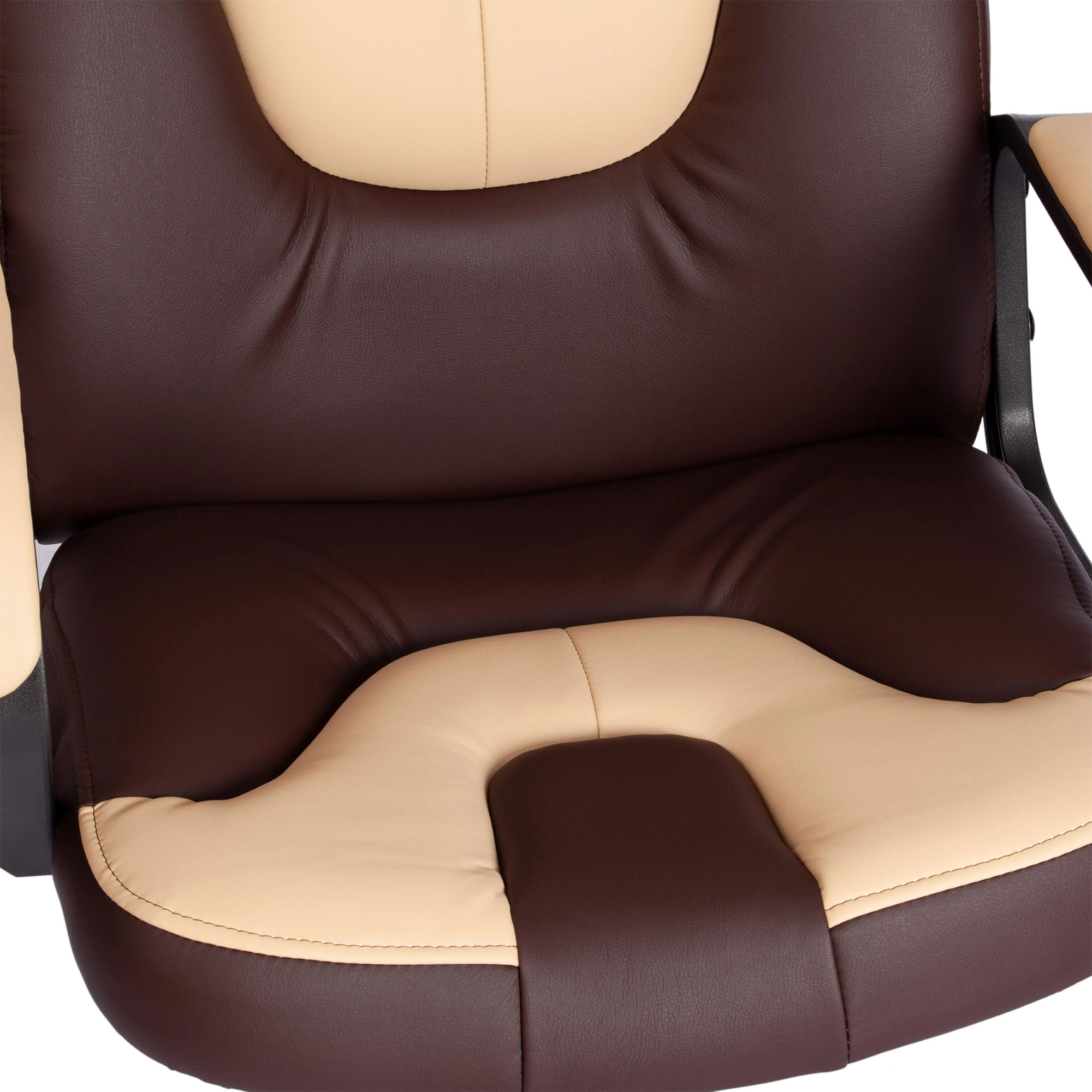 Кресло компьютерное TC Neo искусственная кожа коричневое с бежевым 64х49х122 см, цвет чёрный - фото 7