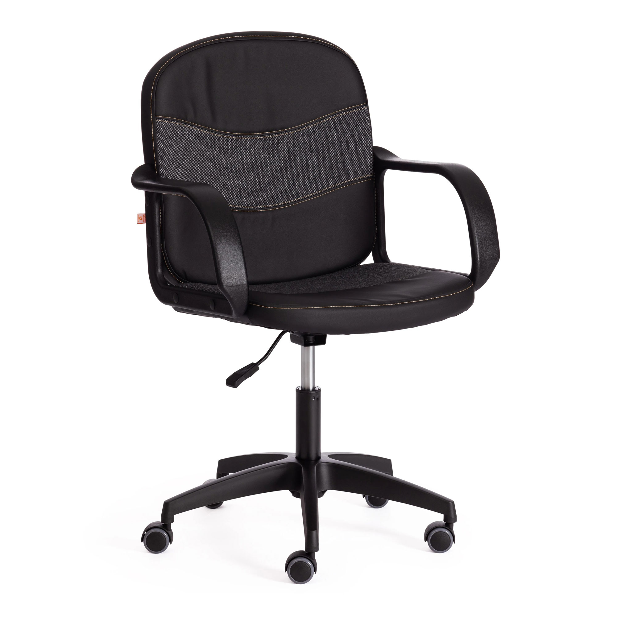 Кресло компьютерное TC искусственная кожа с тканью чёрное 63х45х92 см