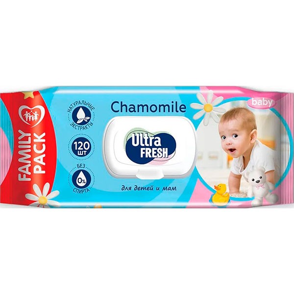 Салфетки влажные Ultrafresh для детей и мам с клапаном 120 шт инновационная антибактериальная зубная щетка splat junior для детей от 4 лет мягкая в ассортименте