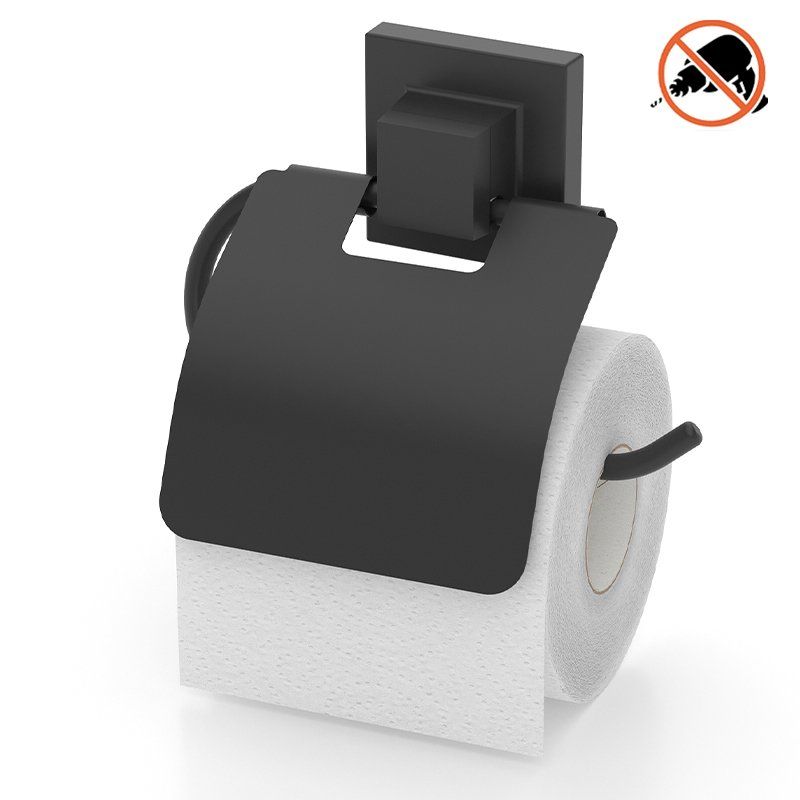 цена Держатель для туалетной бумаги Teknotel с крышкой самоклеящийся черный
