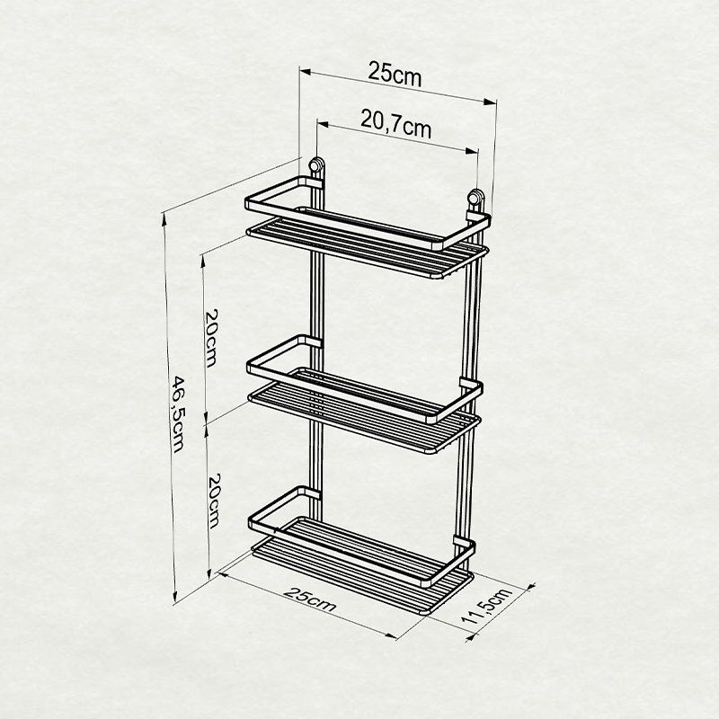 фото Полка прямая teknotel 3 яруса 25x12x46 см нержавеющая сталь