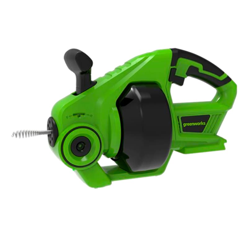 Трос сантехнический аккумуляторный Greenworks 3707307,без АКБ и ЗУ, цвет зеленый