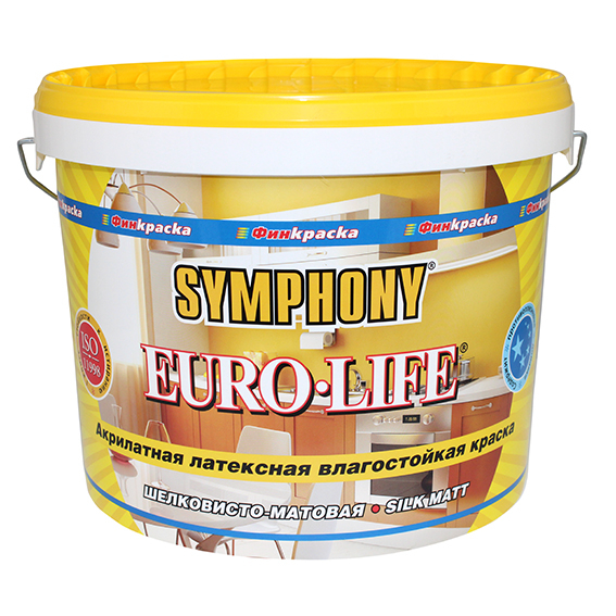 Краска Symphony Euro-Life Шелковисто-матовая С 9 л краска в э symphony euro balance 7 база a 0 9л металлическое ведро