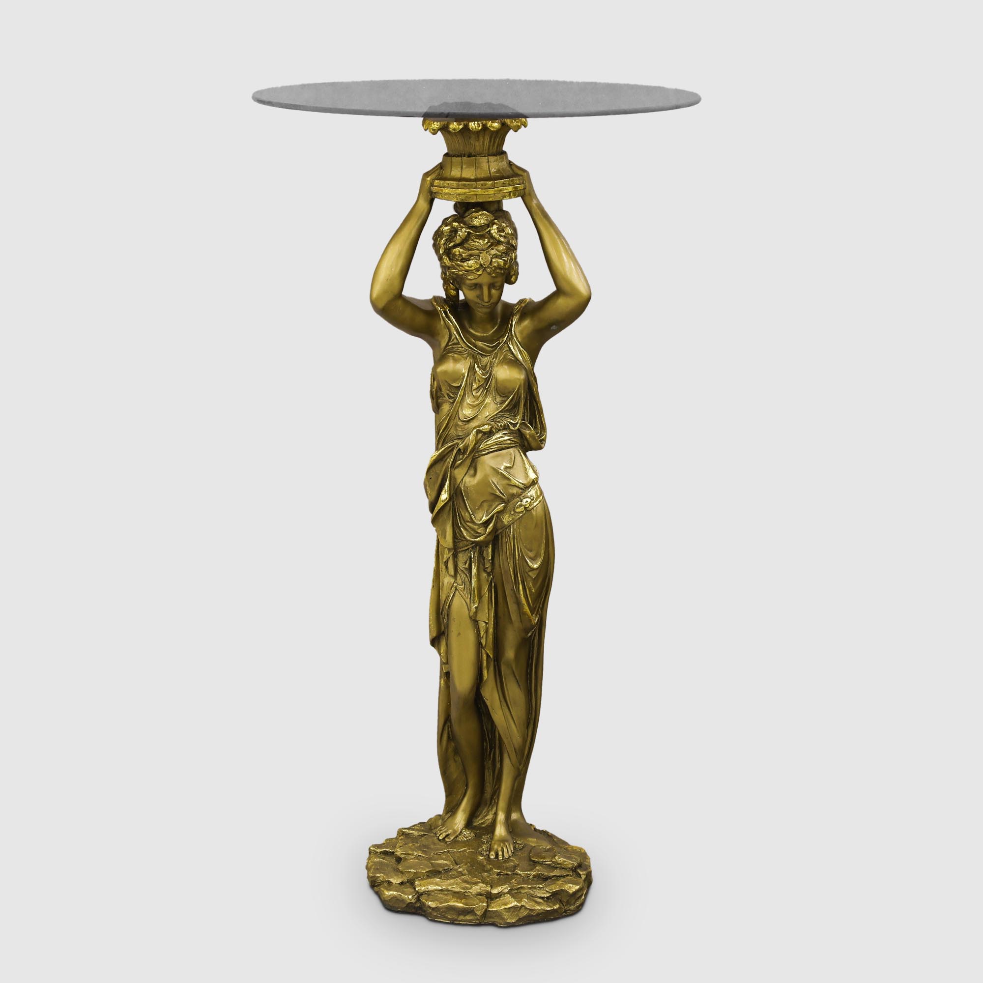 Фигура декоративная Полиформ девушка-стол 90 см девочка на грибе с бабочкой 49см бронза тпк полиформ