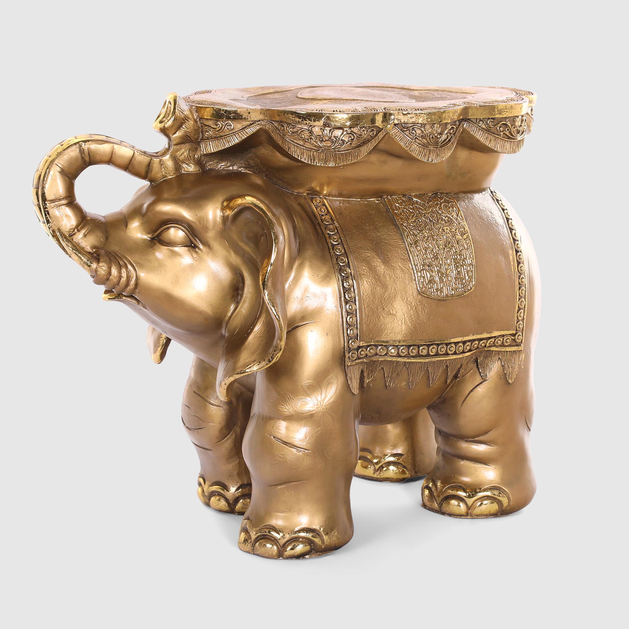 сувенир полистоун подсвечник зеркальные вставки индийский слон на камне 12 5х6 5х3 см Декоративная фигура Тпк полиформ Слон-стол бронзовый