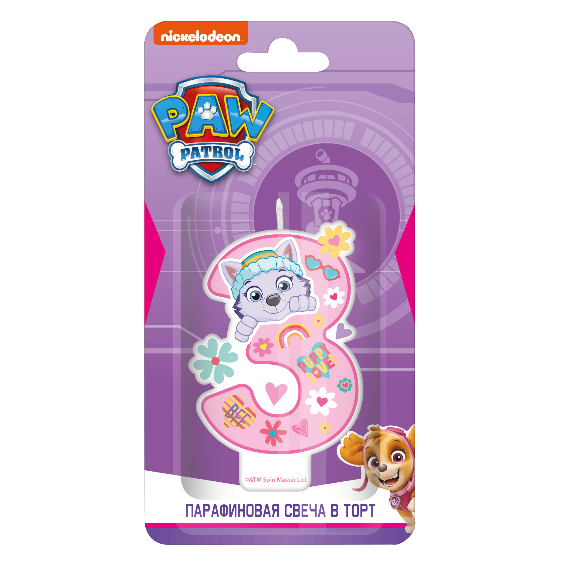 Свеча на торт Щенячий патруль Цифра 3 вид 1 59₽