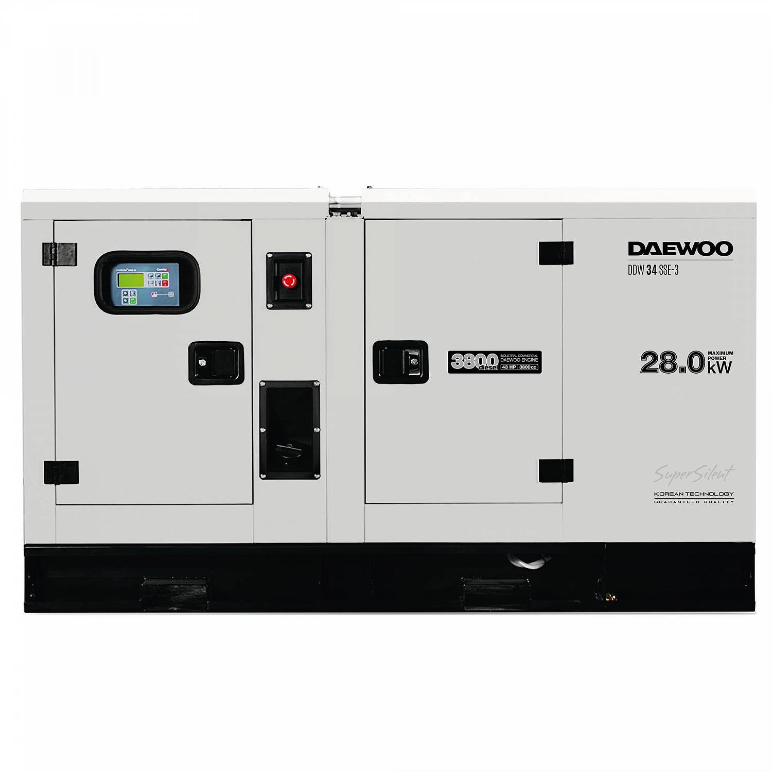 Генератор дизельный с водяной системой охлаждения DAEWOO DDW 34 SSE-3, цвет белый diesel D4102 series - фото 1