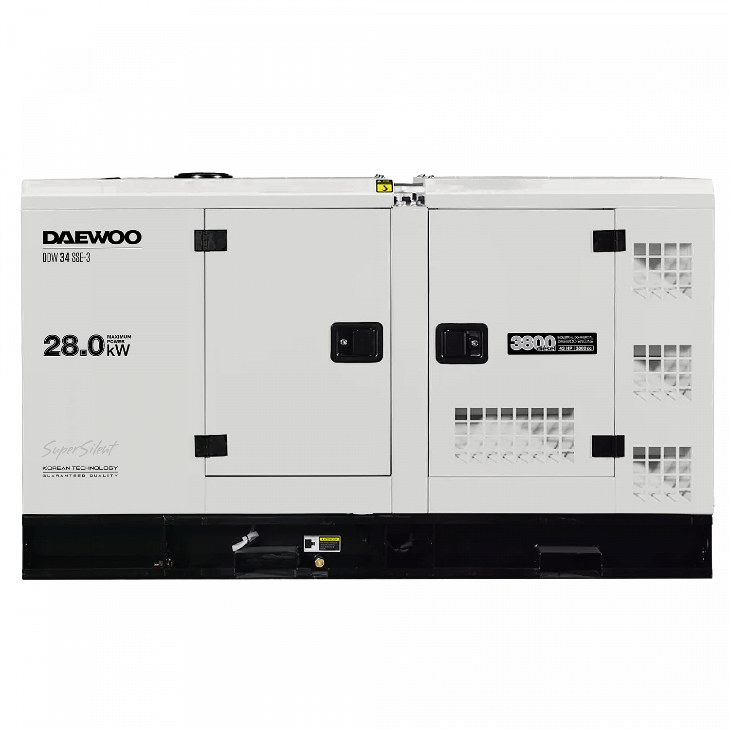 Генератор дизельный с водяной системой охлаждения DAEWOO DDW 34 SSE-3, цвет белый diesel D4102 series - фото 2