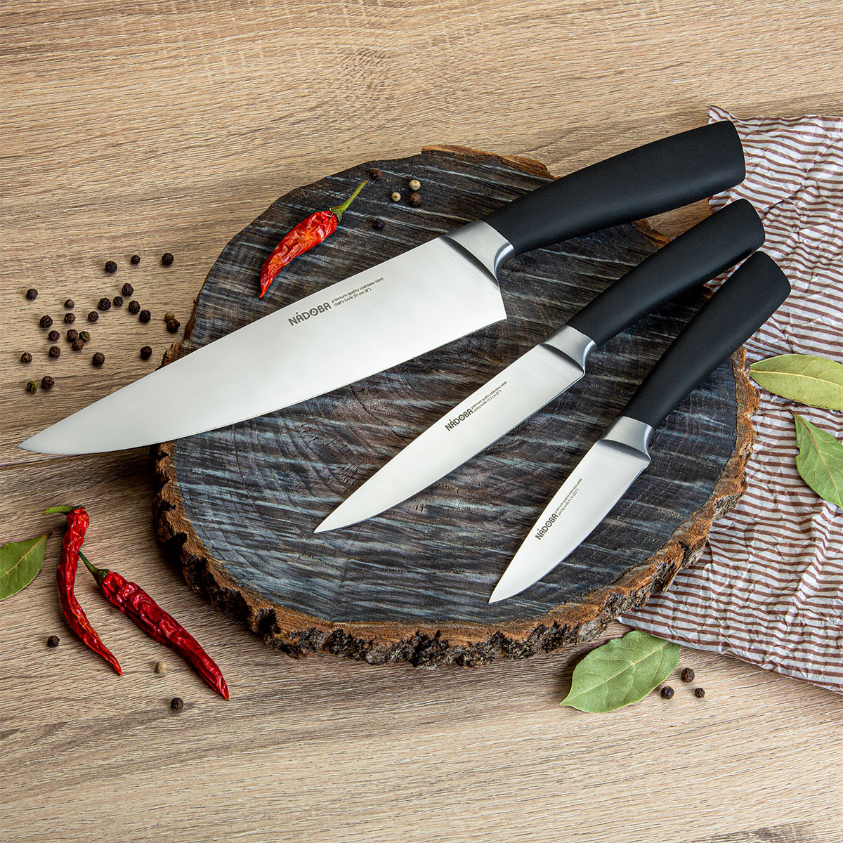 Набор из 3 кухонных ножей Nadoba в универсальном блоке - фото 4