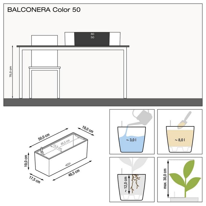 фото Кашпо с автополивом lechuza balconera color 50см серое (15673)