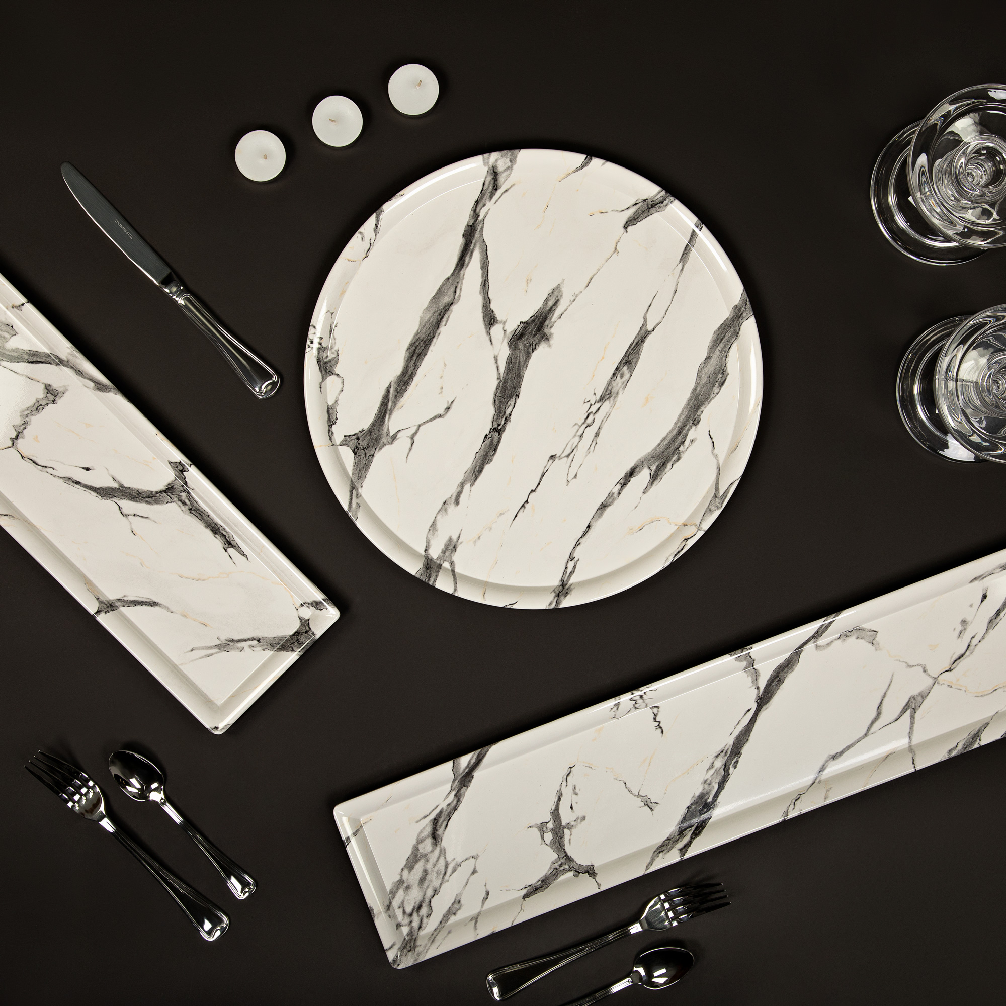 фото Блюдо kulsan white marble круглое 35 см