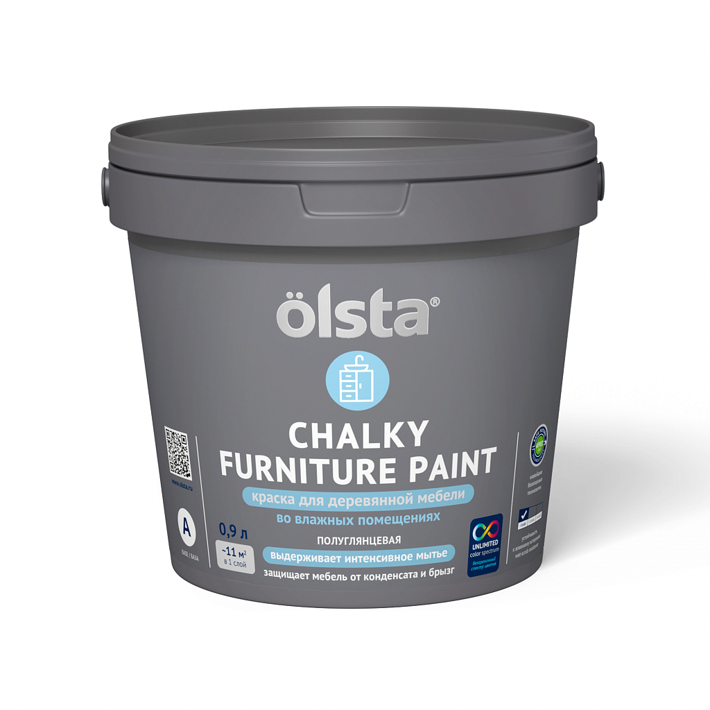 Краска Olsta Chalky Furniture Paint Прозрачный Полуглянцевая база A 0,9 л краска моющаяся decotech база wa 3 л