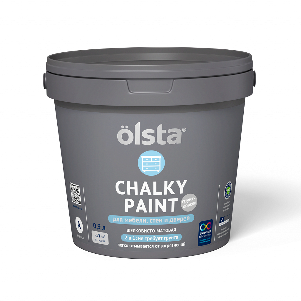 Краска Olsta Chalky Paint 2 в 1 Прозрачный Шелковисто-матовая база А 0,9 л пеньюар для парикм работ стандарт полиэтилен прозрачный 160х120 см
