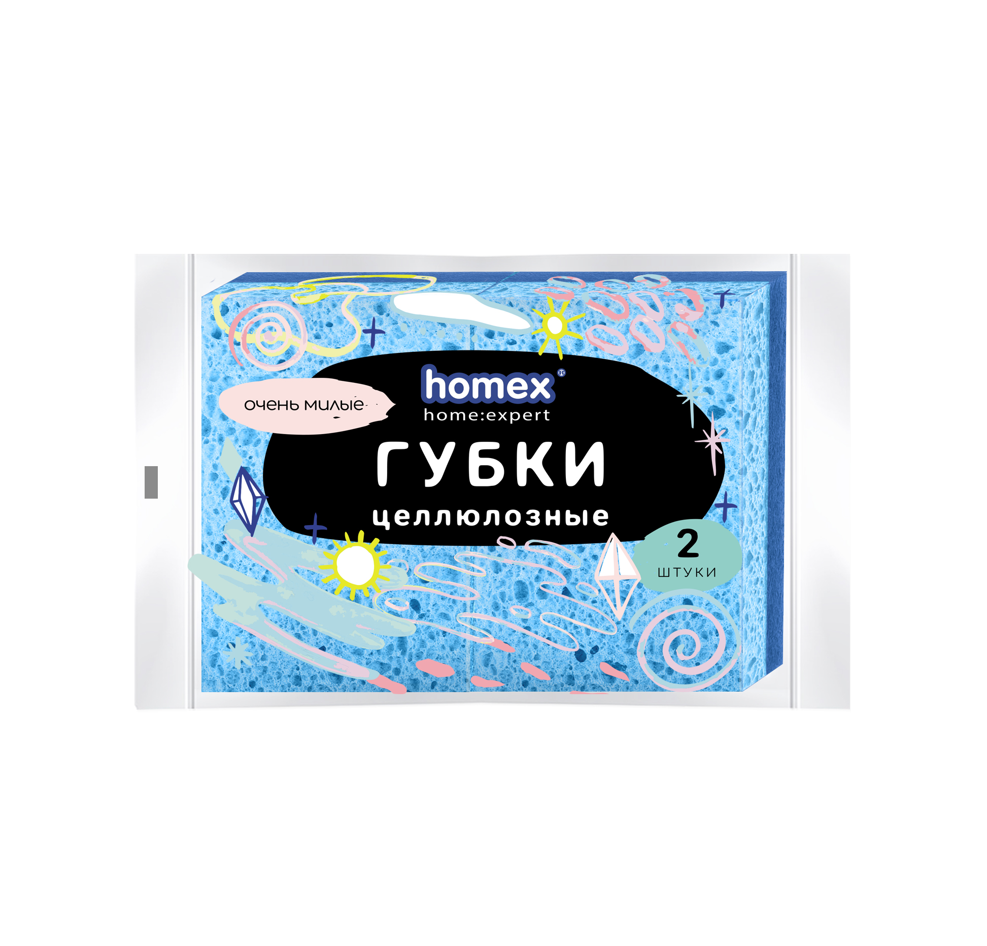 губки для посуды homex очень модные 6 шт Губки целлюлозные Homex 2 шт в ассортименте