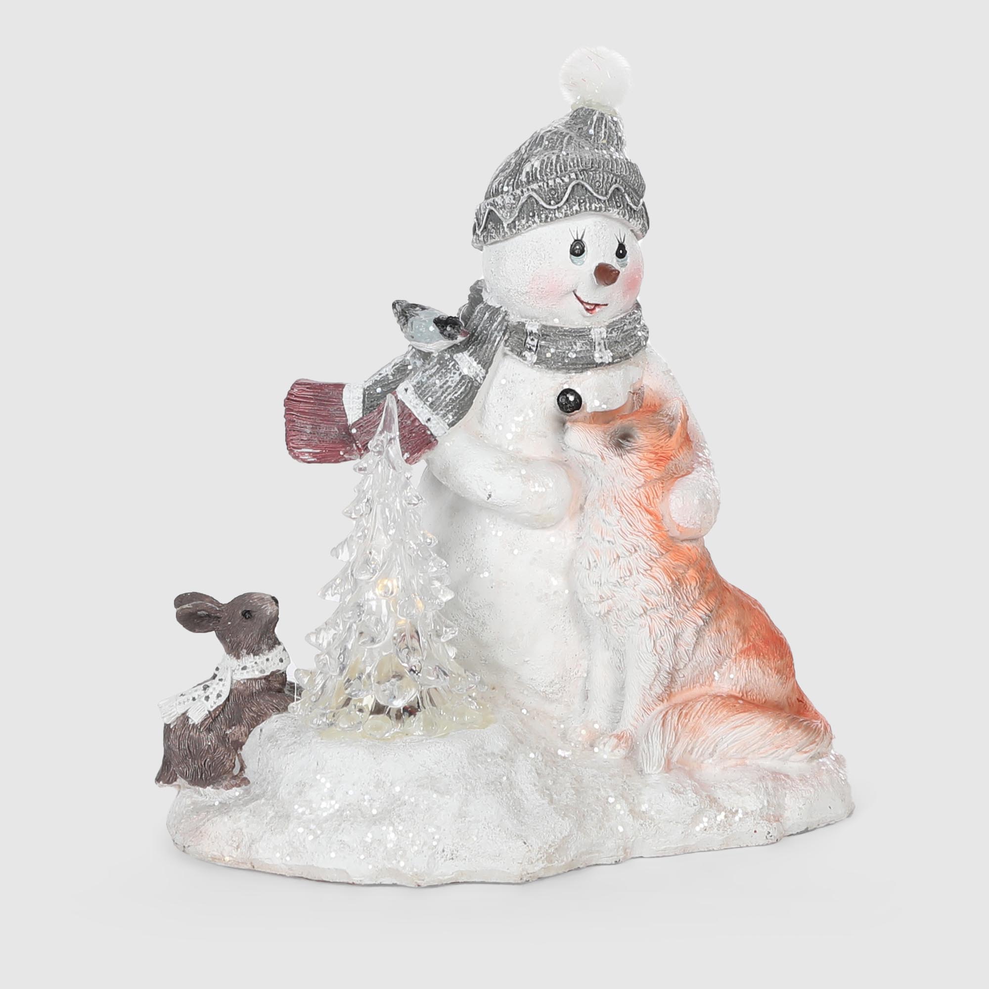 Фигура светящаяся Delux Quanzhou снеговик с лисой 16,5х11,5х17,5 см
