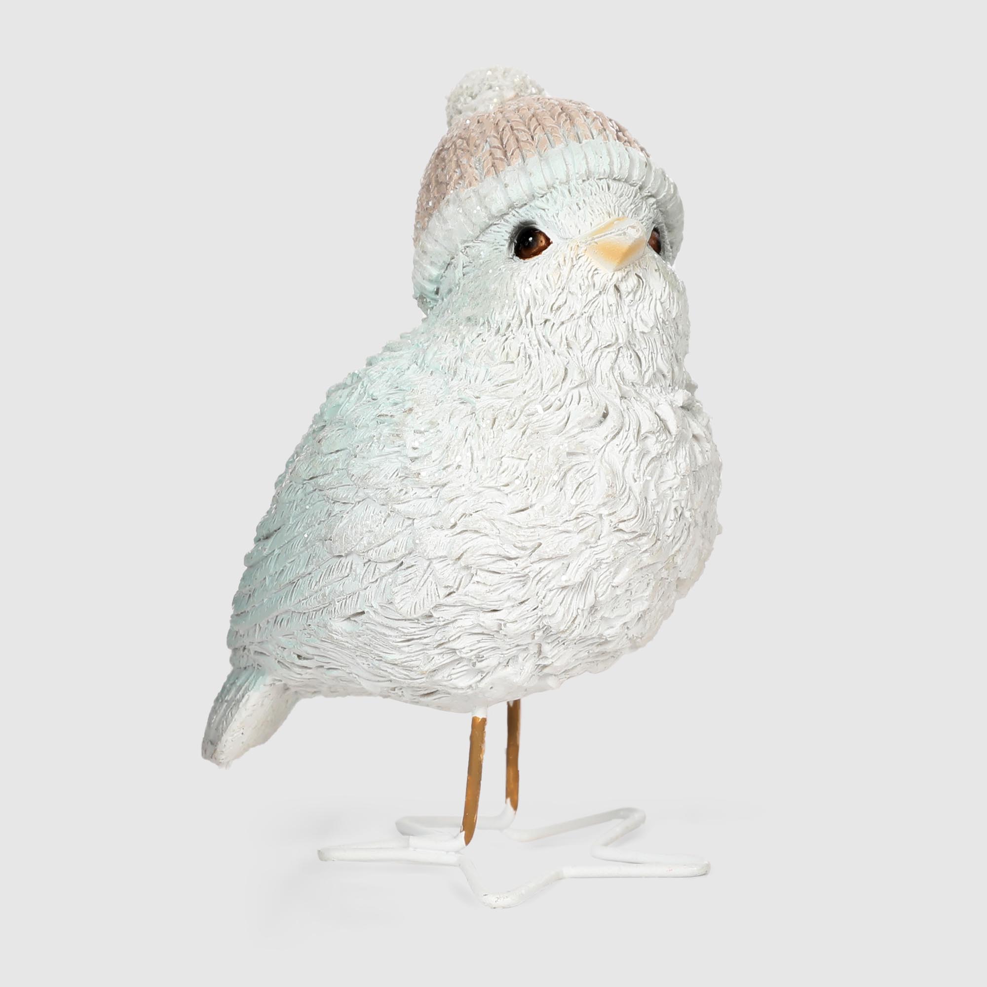 Фигура декоративная Delux Quanzhou птичка в шапке белая 9x6x12 см, цвет белый