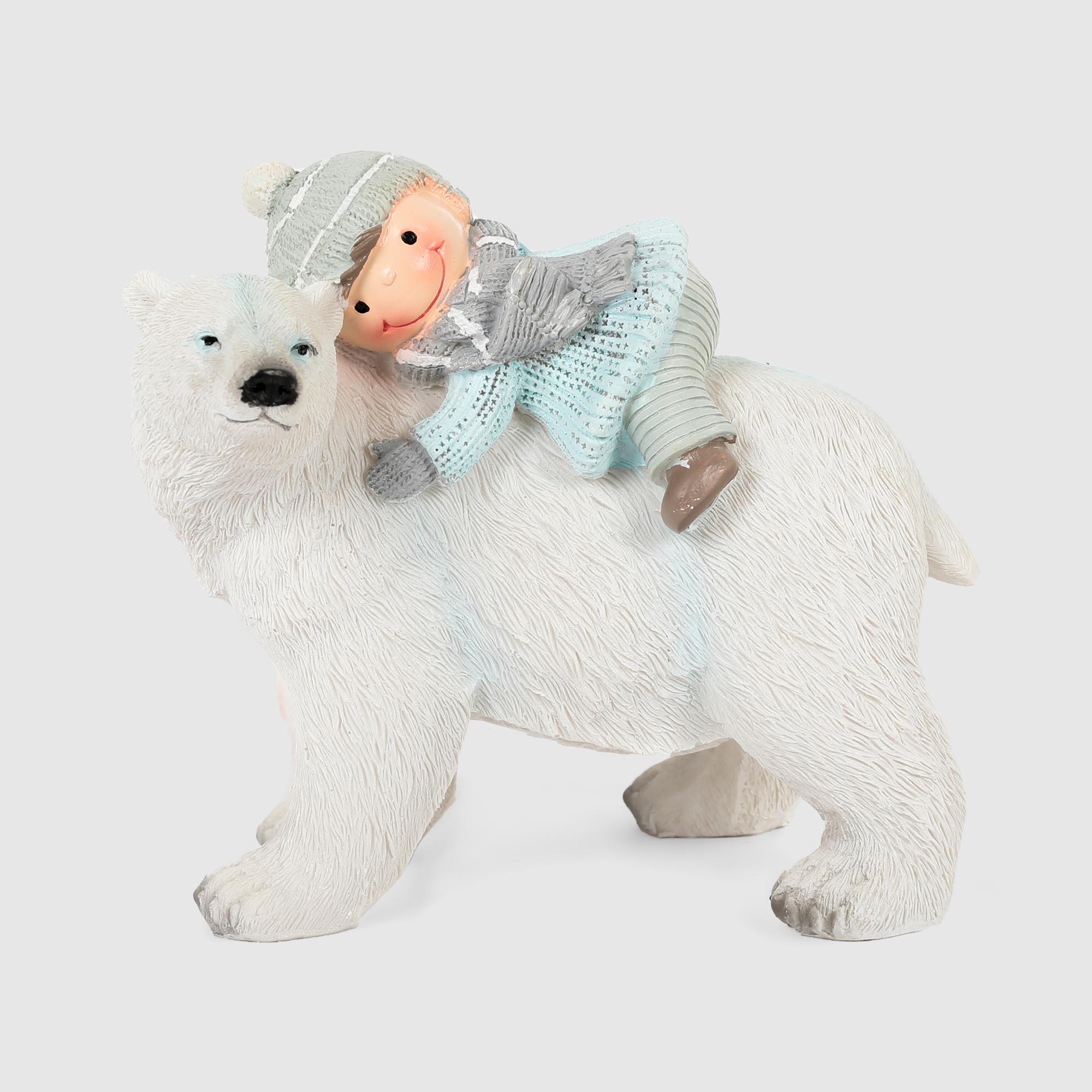 Фигура декоративная Delux Quanzhou медведь полярный с ребенком 15х11х13 см