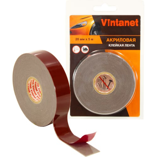 Лента Vintanet клейкая 20мм х 5м серая лента противоскользящая vintanet extra 20мм х 1 5м черная