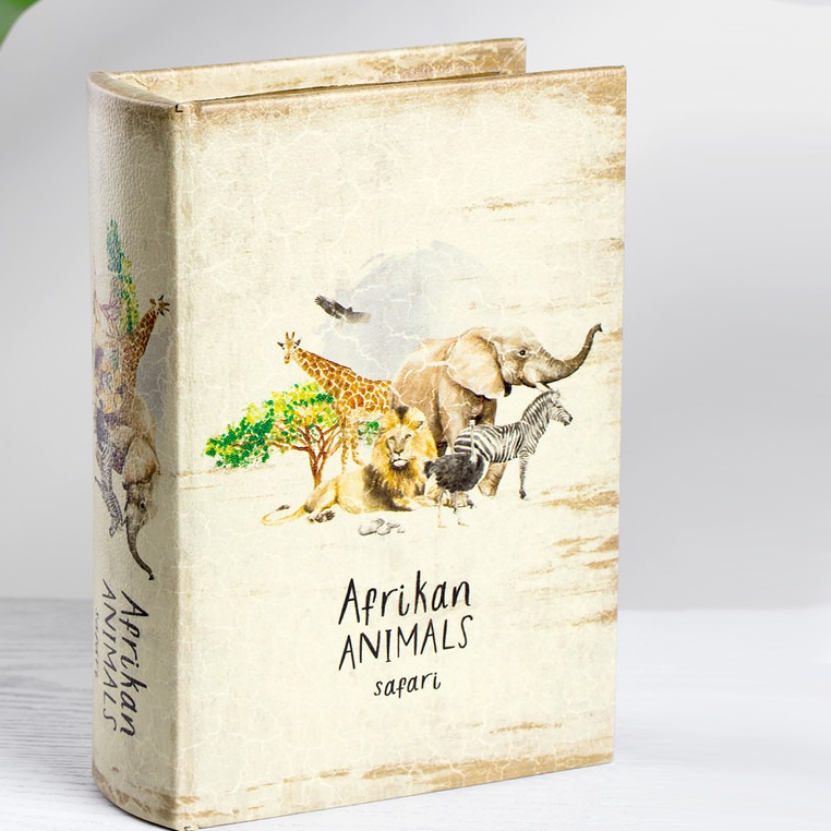 цена Шкатулка Glasar Safari в виде книги бежевая 14х5х20 см