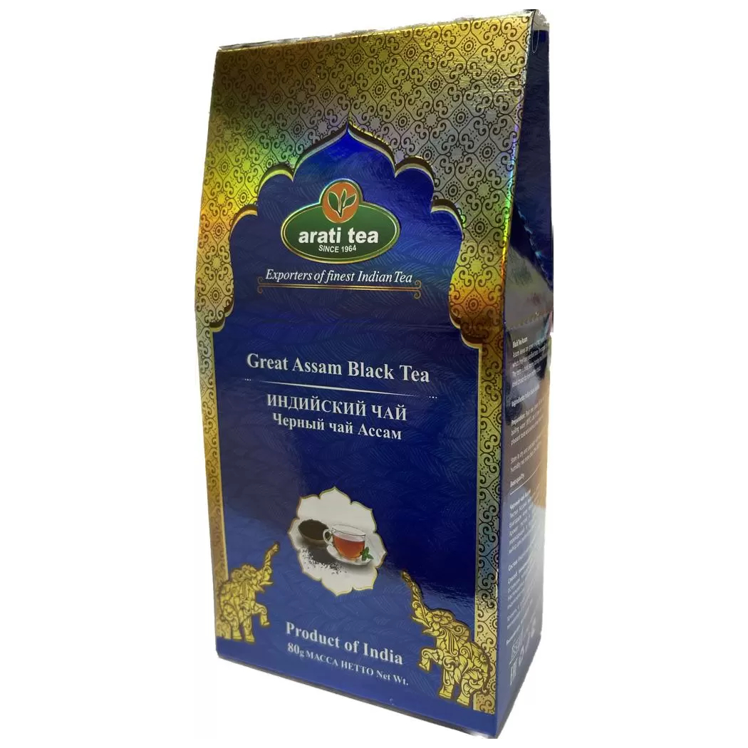 Чай Arati Tea Черный Ассам, 80 г чай arati tea черный ассам с клубникой 100 г