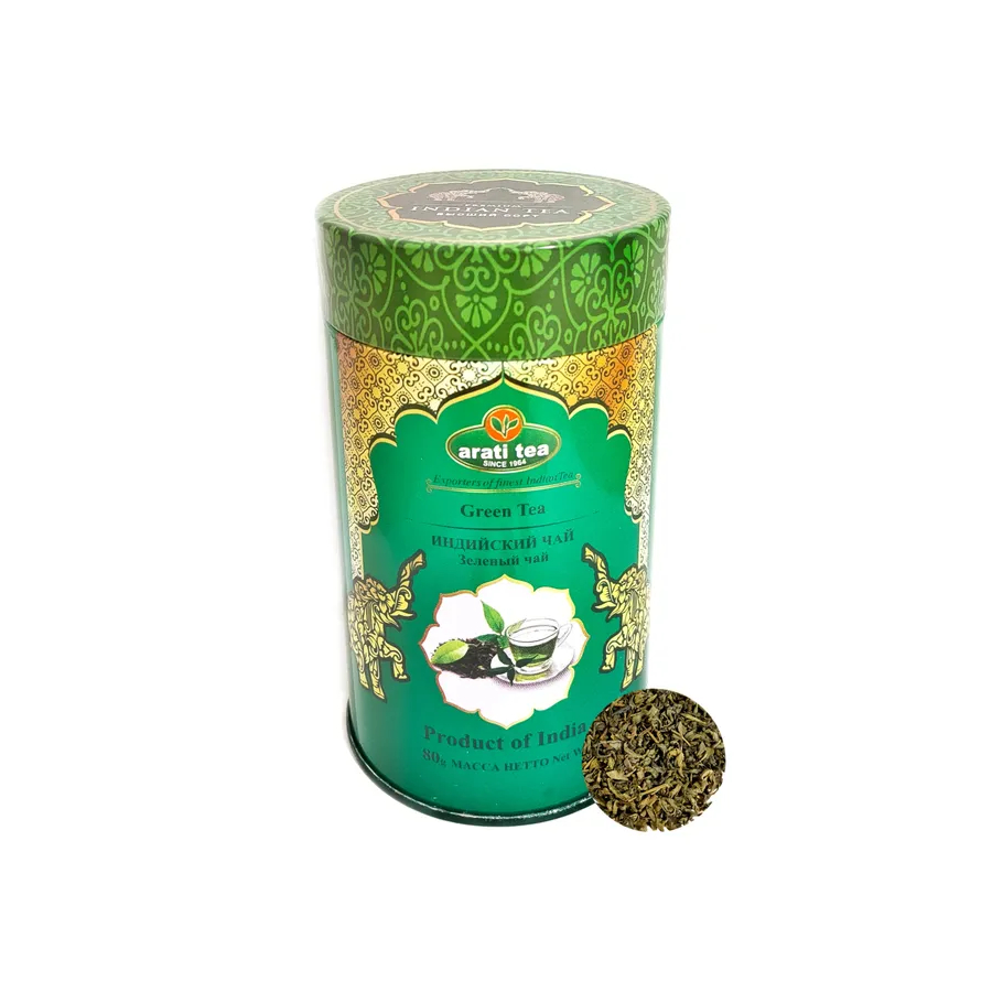 Чай Arati Tea Зеленый Ассам, 80 г чай arati tea черный ассам с имбирем 80 г