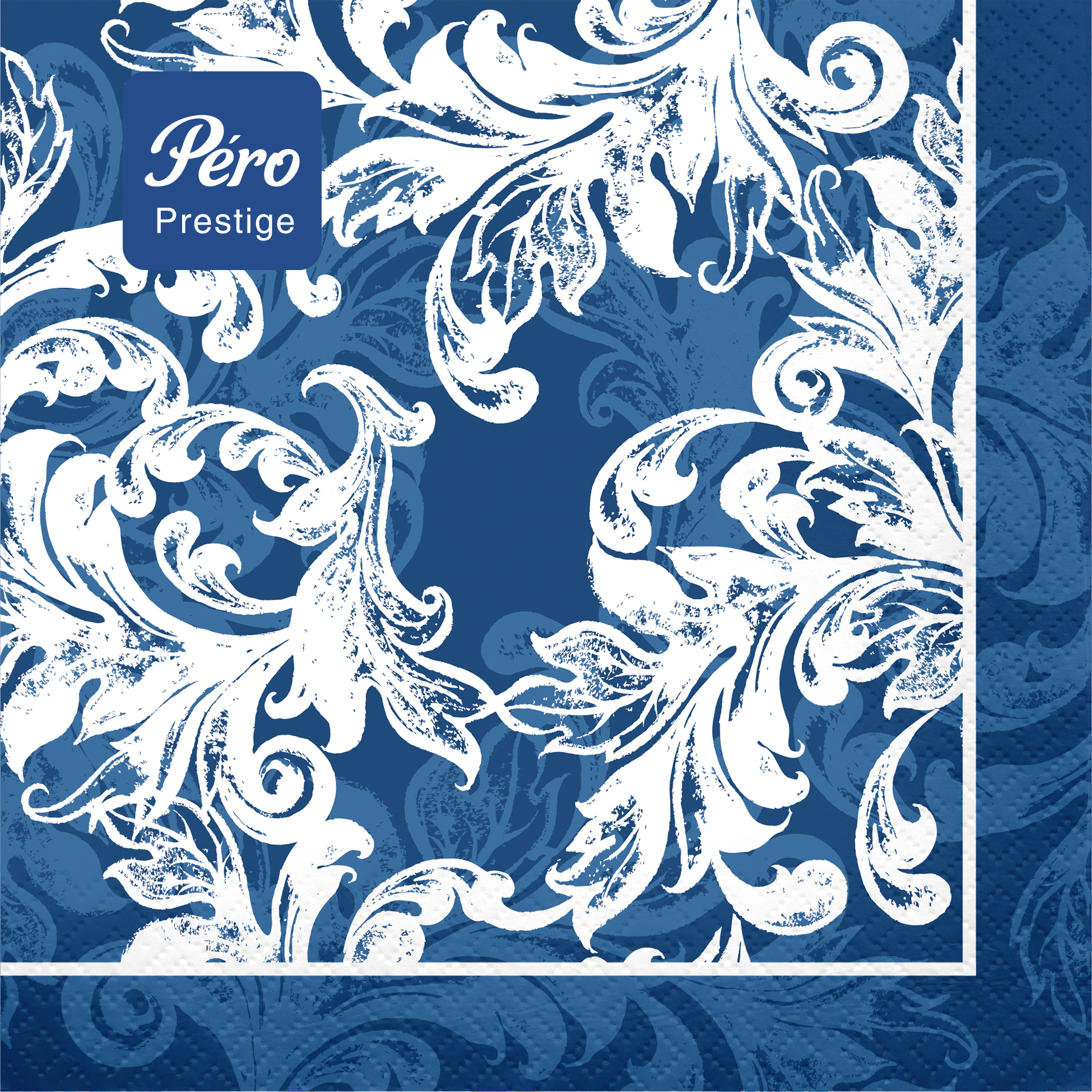 Салфетки бумажные Pero Prestige 3-слойные Муар синий 33х33см 20шт