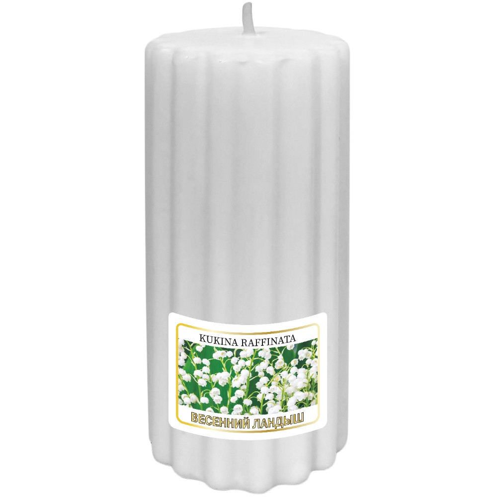 Свеча ароматическая рельеф Kukina Raffinata весенний ландыш 5x10 см aromako свеча ароматическая ландыш и груша 100
