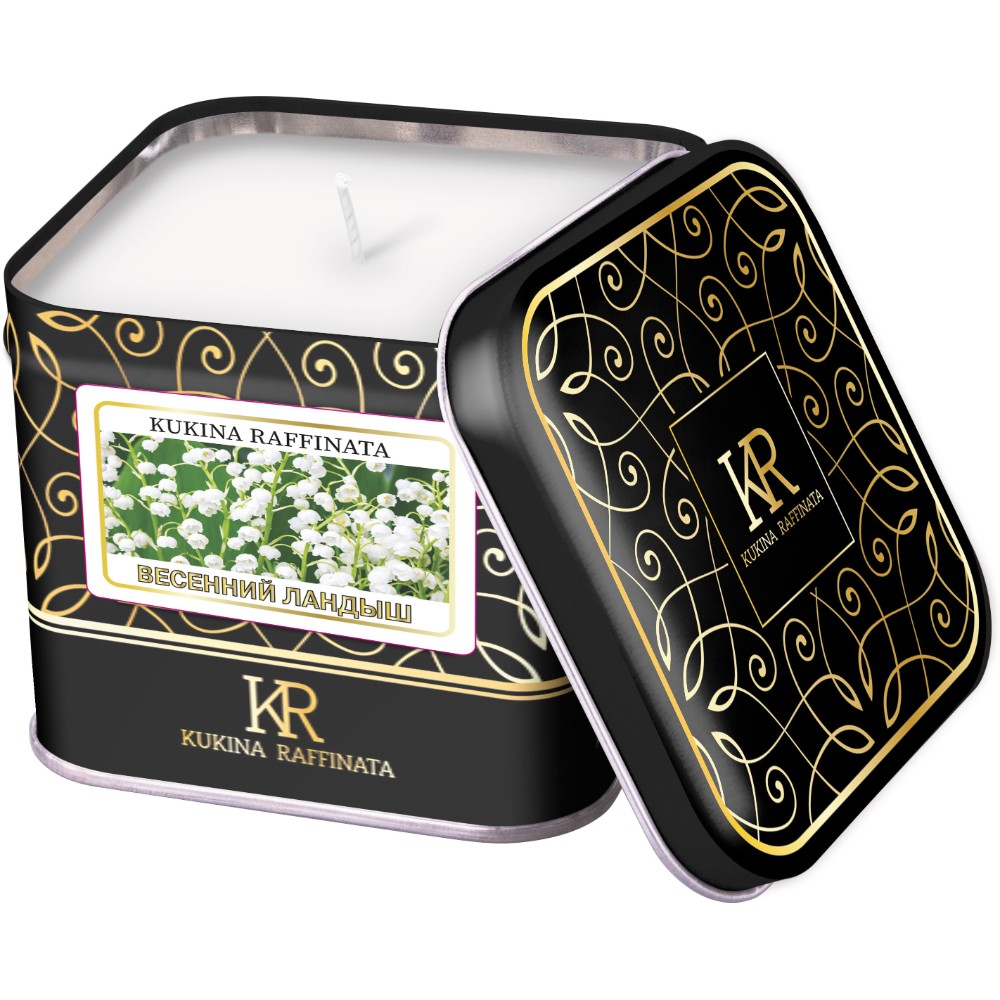 Свеча ароматическая в жестяной банке Kukina Raffinata весенний ландыш свеча ароматическая в банке lavender