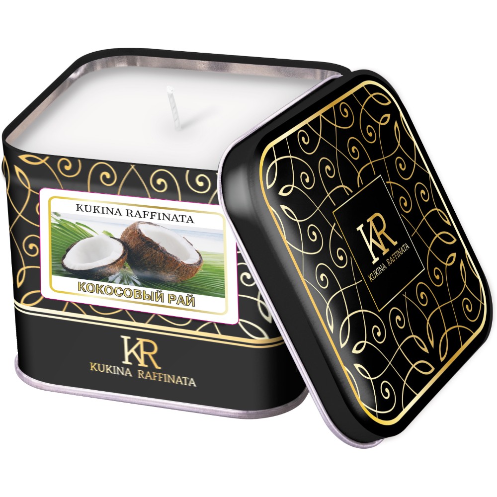 Свеча ароматическая в жестяной банке Kukina Raffinata кокосовый рай свеча ароматическая в подсвечнике kukina raffinata зеленый чай 90 мл