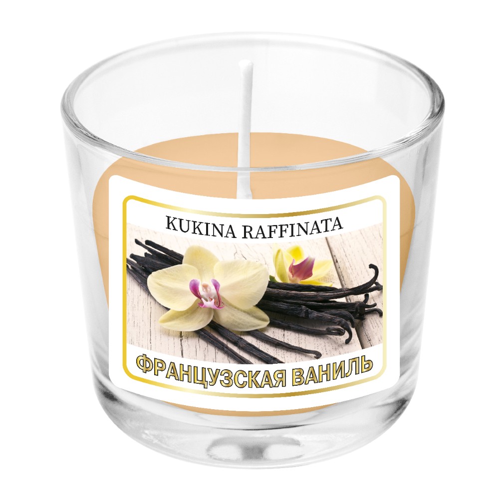 Свеча ароматическая в подсвечнике Kukina Raffinata французская ваниль 90 мл, цвет кремовый - фото 1