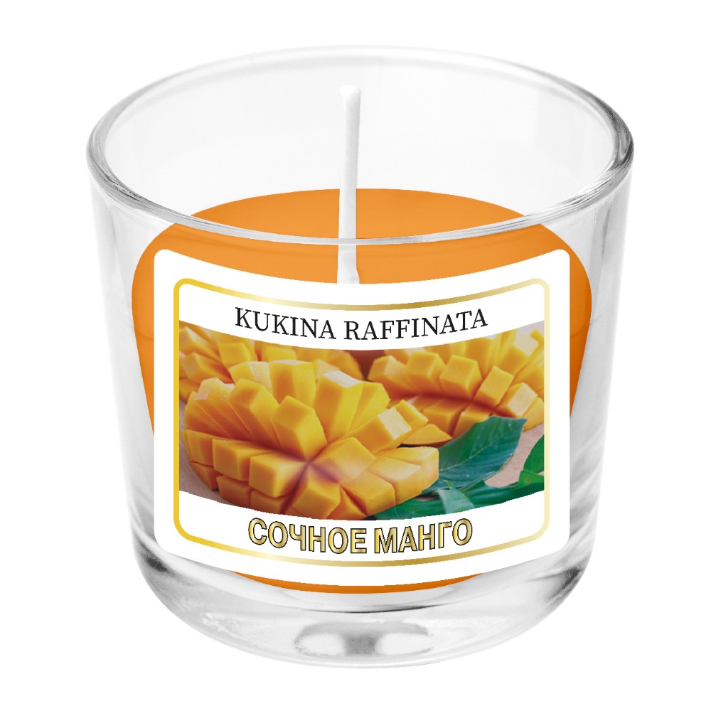 Свеча ароматическая в подсвечнике Kukina Raffinata сочное манго 90 мл, цвет оранжевый - фото 1